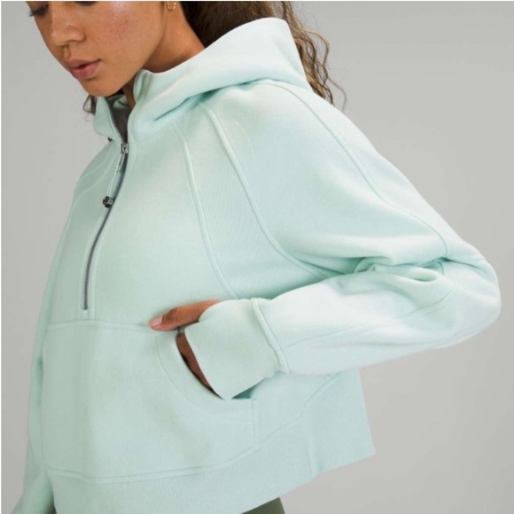 Lululemon Oversized Mint Scuba Cropped Half Zip Hoodie/Pullover - Picture 2 of 4